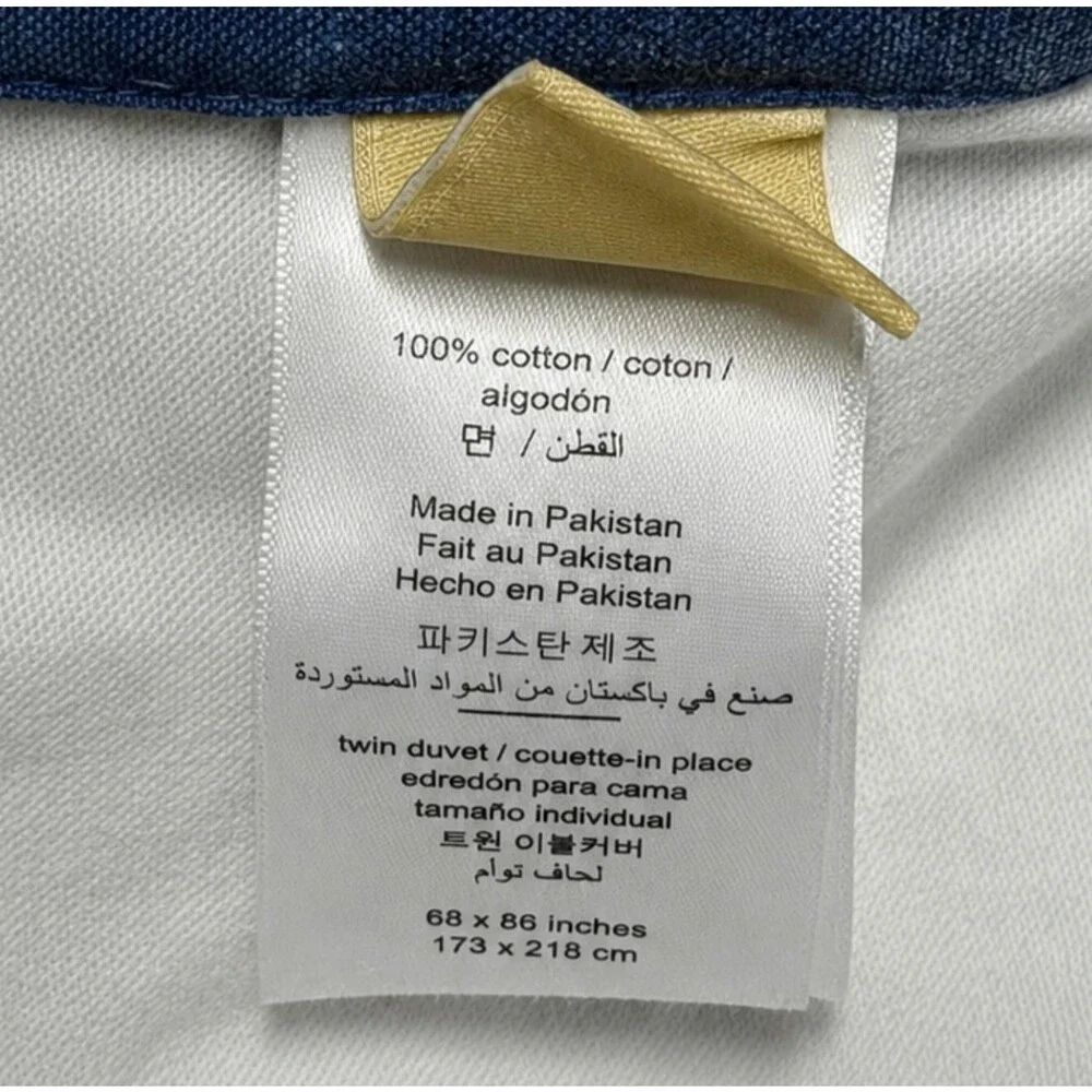 Pottery Barn Teen Twin Duvet Cover Blue & Cream Striped 100 percent Cotton